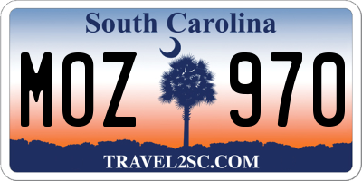 SC license plate MOZ970