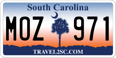 SC license plate MOZ971