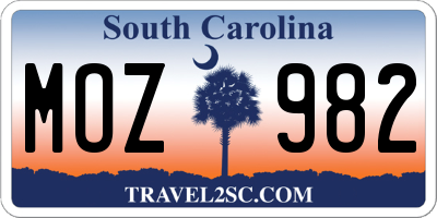 SC license plate MOZ982