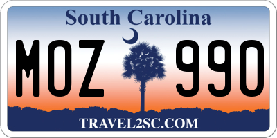 SC license plate MOZ990