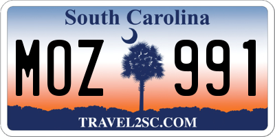 SC license plate MOZ991