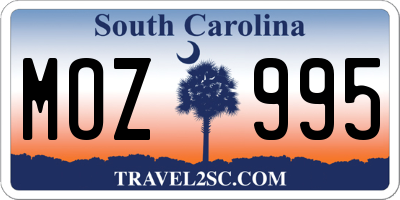 SC license plate MOZ995