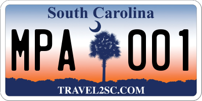 SC license plate MPA001