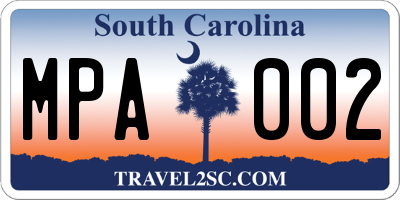 SC license plate MPA002