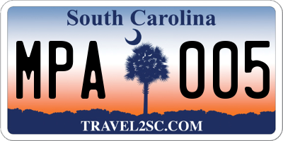 SC license plate MPA005