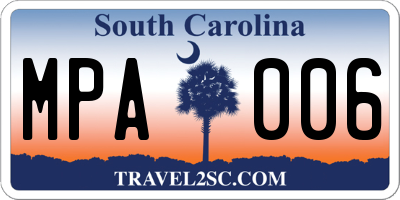 SC license plate MPA006