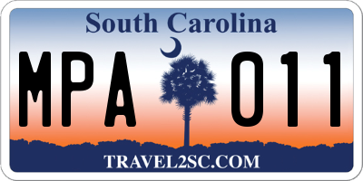 SC license plate MPA011