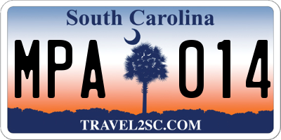 SC license plate MPA014