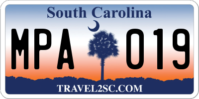 SC license plate MPA019