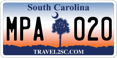 SC license plate MPA020
