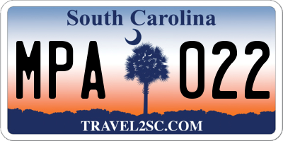 SC license plate MPA022