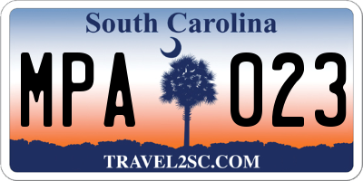 SC license plate MPA023