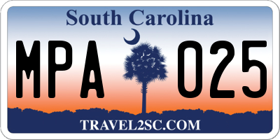 SC license plate MPA025