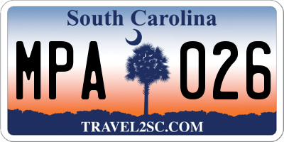 SC license plate MPA026