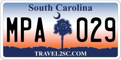 SC license plate MPA029