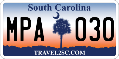 SC license plate MPA030
