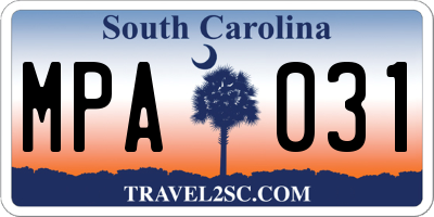 SC license plate MPA031