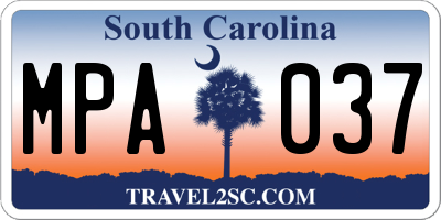 SC license plate MPA037