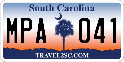 SC license plate MPA041
