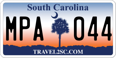SC license plate MPA044