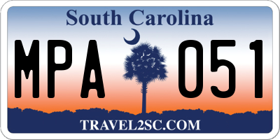 SC license plate MPA051
