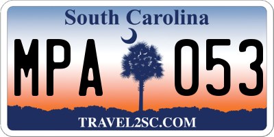 SC license plate MPA053