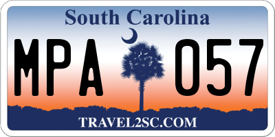 SC license plate MPA057
