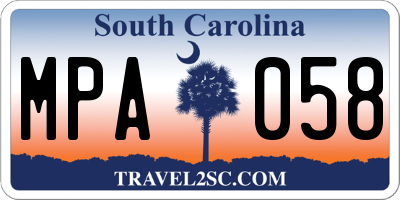SC license plate MPA058