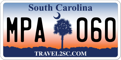 SC license plate MPA060