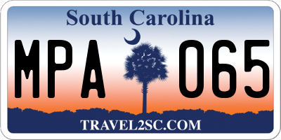 SC license plate MPA065