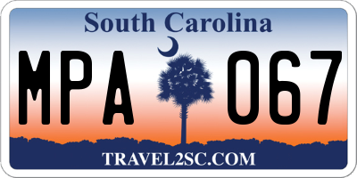 SC license plate MPA067