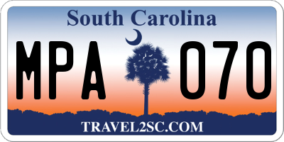 SC license plate MPA070
