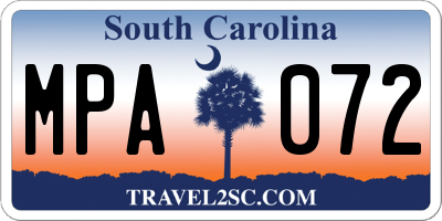 SC license plate MPA072