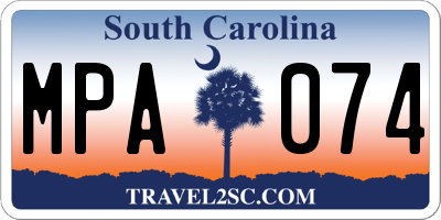 SC license plate MPA074