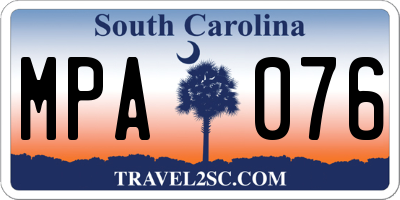 SC license plate MPA076