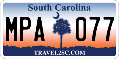 SC license plate MPA077