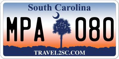 SC license plate MPA080