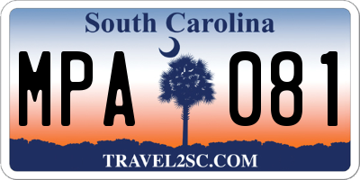 SC license plate MPA081