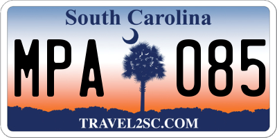SC license plate MPA085
