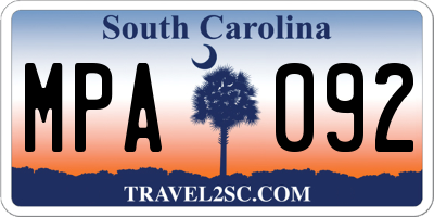 SC license plate MPA092