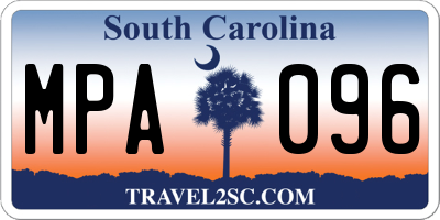 SC license plate MPA096