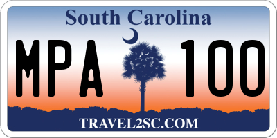SC license plate MPA100