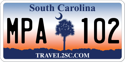 SC license plate MPA102