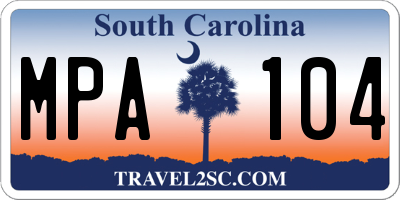 SC license plate MPA104