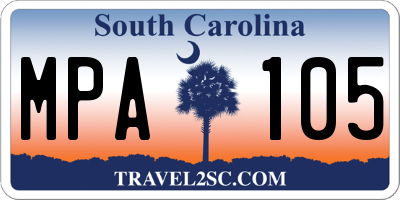 SC license plate MPA105