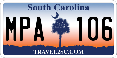 SC license plate MPA106