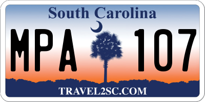 SC license plate MPA107