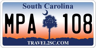 SC license plate MPA108