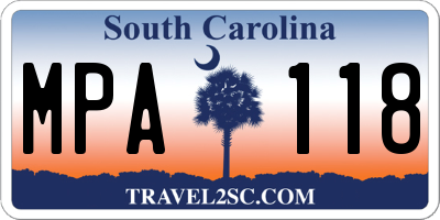 SC license plate MPA118