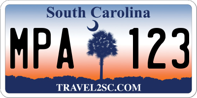 SC license plate MPA123
